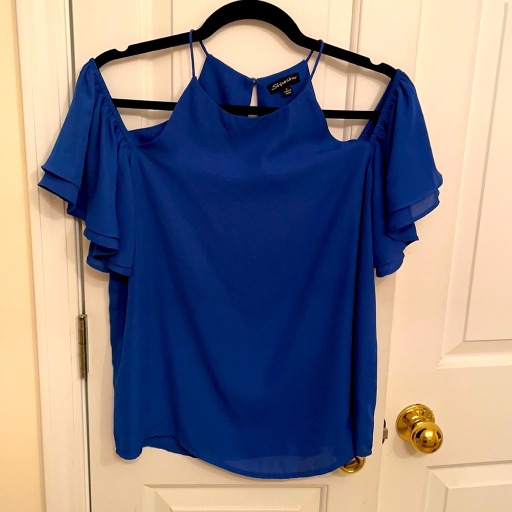 Flutter Sleeve/Halter Royal Blue Top